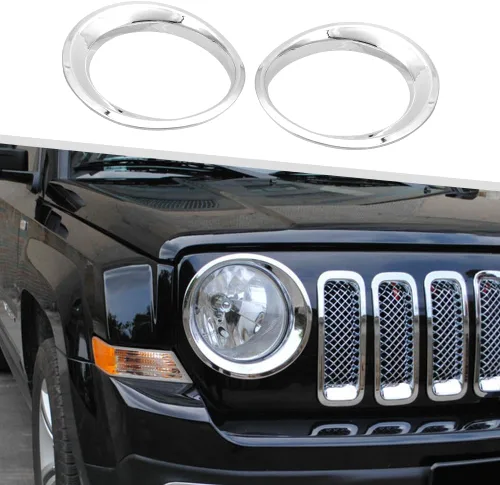 Jimen Compatible con Jeep Patriot 2011-2016, biseles para faros delanteros (cromado)
