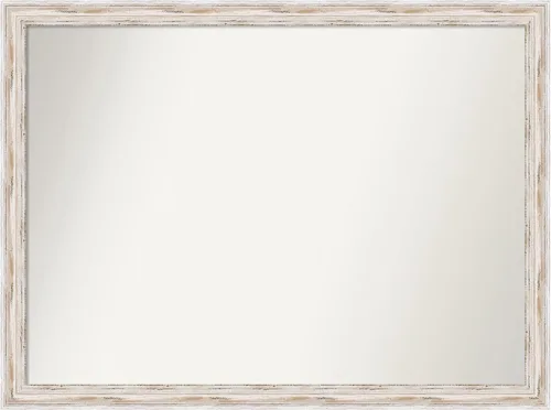 Miniatura 523 de Amanti Art Espejo de baño blanco para sobre el fregadero, 30 x 35 pulgadas, espejo de tocador rectangular estrecho de Eva de oro blanco, marco