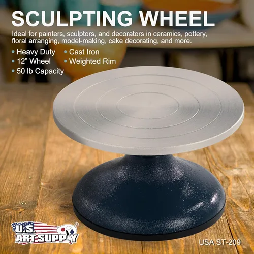 Miniatura 3 de US Art Supply Rueda de esculpir de 7 pulgadas de diámetro, construcción de metal resistente y plato giratorio con rodamientos de bolas