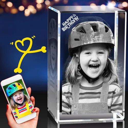 Miniatura 8 de Marco de Fotos de Cristal 3D, 3.15 x 1.97 pulgadas, Regalo Personalizado para Él, Ella, Papá y Mamá, Regalos de Fotos Personalizados