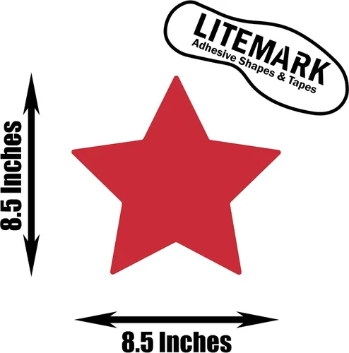 Miniatura 2 de LiteMark Calcomanía de estrella roja extraíble con acabado mate de 8.5 pulgadas para suelos, techos, paredes, computadoras portátiles y superficies