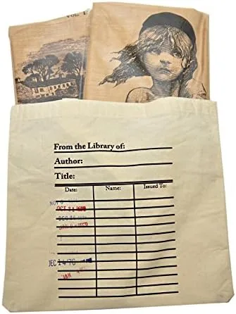 Miniatura 4 de Universal Zone Bolsa para tarjetas de biblioteca. Tarjetero con sellos de vencimiento de día. Bolsa para libros, Beige