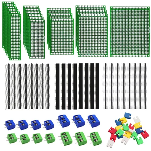 Miniatura 8 de 48 piezas de kit de placa PCB de doble cara para soldadura DIY y prototipos de placas de circuito para proyectos electrónicos, compatible con kits