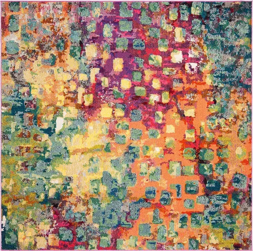 Miniatura 49 de SAFAVIEH MAD425H Madison Collection Alfombra decorativa cuadrada de 3', gris/naranja, diseño abstracto bohemio desgastado, no desprende pelusa