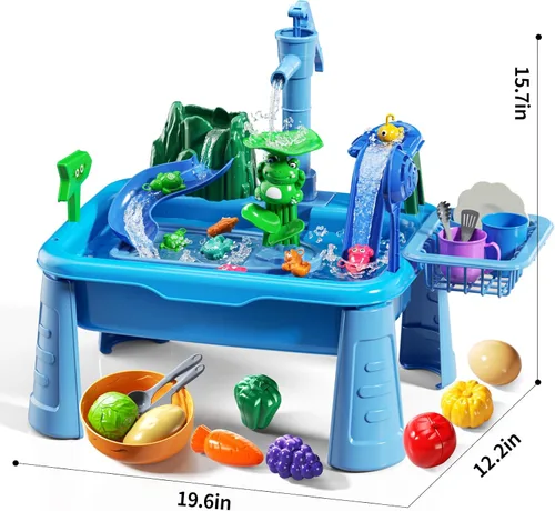 Miniatura 6 de Mesa de Agua para Niños Pequeños 1-3 - Fregadero de Juego para Niños con Bomba y Agua Corriente, Mesa de Agua para Niños de 4-8 Años