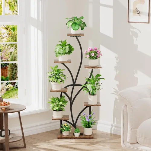 Miniatura 3 de Soporte para plantas de interior con luces de crecimiento, soporte para plantas de 51 pulgadas de alto, estante de esquina para plantas