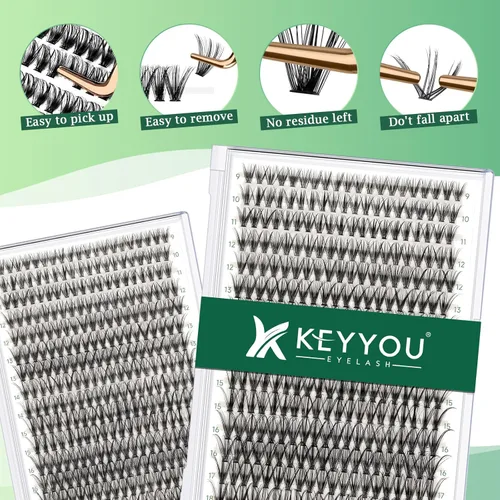 Miniatura 116 de Extensiones de racimos de pestañas 300 piezas, pestañas individuales 40D 0.07D rizado 11mm, para colocar en casa, bandeja grande de volumen
