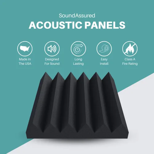 Miniatura 3 de Paneles de espuma acústica profesional estilo cuña de 12 x 12 x 2 pulgadas, paquete de 4, espuma de estudio para amortiguación de sonido e Carbón