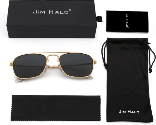 Miniatura 6 de JIM HALO Gafas de sol de aviador cuadradas retro de alta calidad lentes de vidrio planas de metal para hombres y mujeres