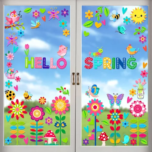 Miniatura 6 de Calcomanías de pared de Pascua extraíbles de doble cara para niños, decoración de ventanas de cristal para el hogar, aula, oficina, ventanas