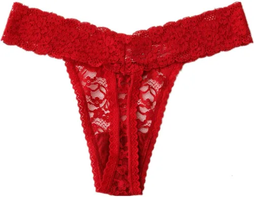 Miniatura 4 de Tangas de encaje sexy para mujer ropa interior descarada en V paquete de 5