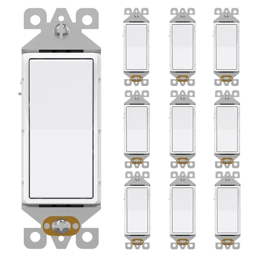 Miniatura 32 de AIDA Paquete de 1 interruptor de luz basculante Decora de 3 vías, interruptores de luz eléctricos con conexión a tierra automática de 15 amperios