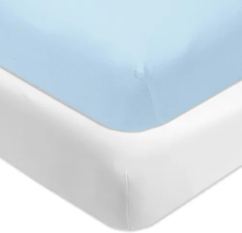 HonestBaby Paquete de 2 sábanas bajeras para cuna Paquete de 2 - Azul claro