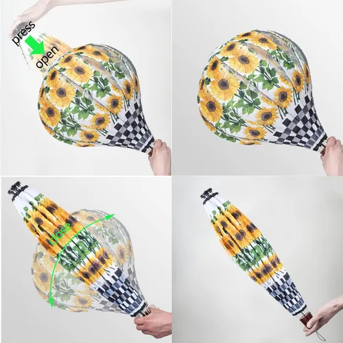 Miniatura 3 de Girasol gigante globo aerostático para jardín, molinetes grandes, molinillos de viento Whirligigs juguetes para niños, decoración de patio, Amarillo