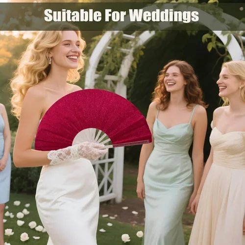 Miniatura 5 de 30 ventiladores plegables grandes de mano para hombres y mujeres, abanicos decorativos plegables, accesorios rave, utilizados para bailes, fiestas