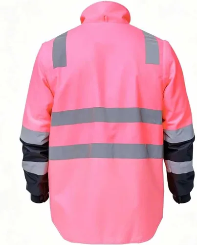 Miniatura 4 de SMASYS Chaqueta Reflectante de Alta Visibilidad Oxford Doble Gruesa de Seguridad, Clase 3 ANSI, Ropa de Protección para Construcción Rosa