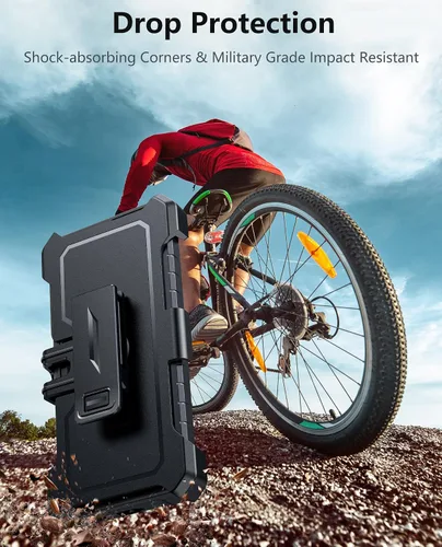 Miniatura 6 de FNTCASE Funda para Samsung Galaxy S21-Ultra: Funda protectora militar a prueba de golpes con funda de clip para cinturón y soporte, a prueba de Negro