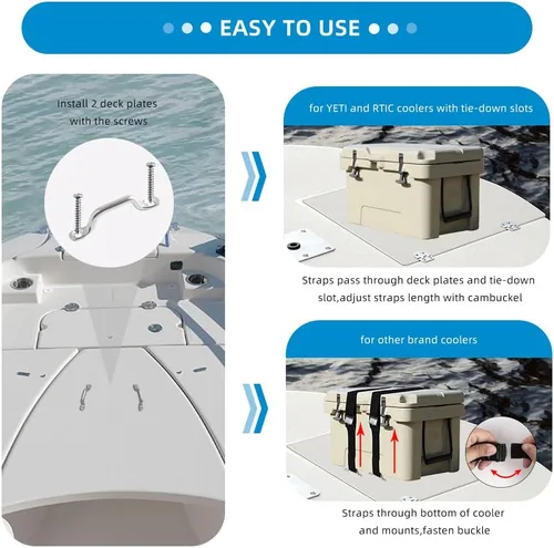 Miniatura 5 de Correas de amarre de batería de 1 pulgada x 4 pies para barcos, sujeción de batería con hebilla de leva, soporte de acero inoxidable y tornillos SS