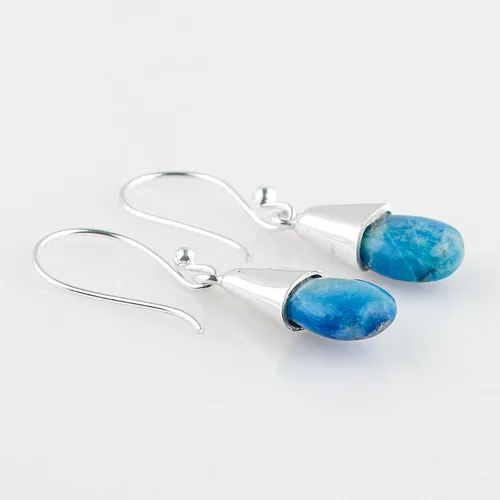 Miniatura 77 de Aretes de aro de cristal afganita natural Piedras afganas de alto grado Aretes chapados en plata Gota lisa Joyas de piedras preciosas hechas