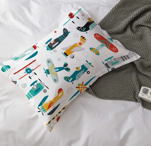 Miniatura 7 de Yasida Juego de edredón de avión para niños, tamaño individual, juego de ropa de cama de avión de dibujos animados coloridos para niños