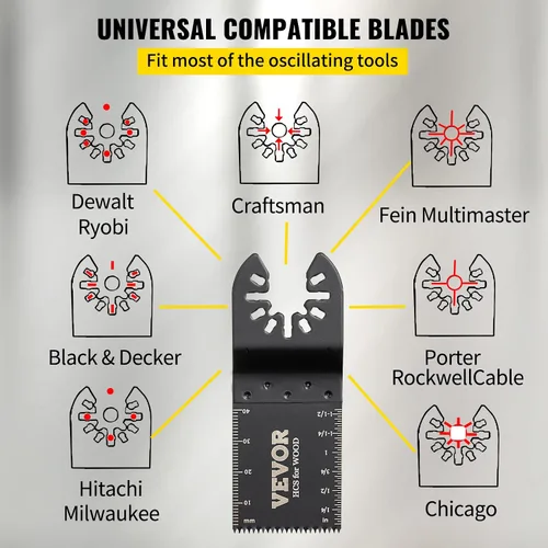 Miniatura 3 de VEVOR 100 piezas de cuchillas oscilantes, kit de cuchillas de multiherramienta de liberación rápida, cuchillas de herramienta HCS para madera