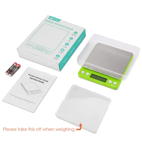 Miniatura 7 de AMIR Báscula digital de cocina, 17.64 oz - 0.00 oz, mini báscula de bolsillo para joyas, báscula de alimentos para cocinar con pantalla LCD Verde