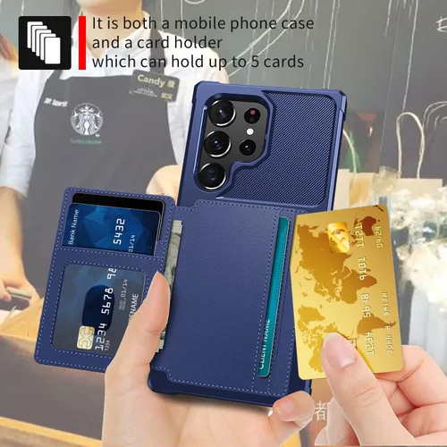 Miniatura 2 de Wefor Funda para Samsung Galaxy S23 Ultra - Funda tipo cartera con bolsillos para tarjetas de piel sintética para Samsung Galaxy S23 Ultra 2023 Azul