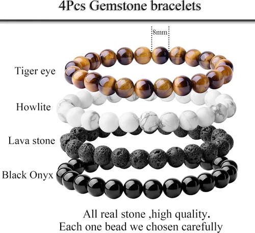 Miniatura 3 de WRCXSTONE - Pulsera elástica de cuentas de cristal curativo de 8mm.