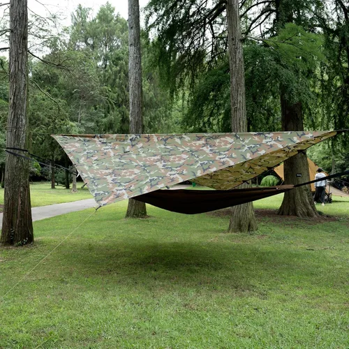 Miniatura 8 de FREE SOLDIER Lona impermeable portátil multifuncional para exteriores, camping, viajes; toldo de mochilero, refugio contra la lluvia Camuflaje 10 ×