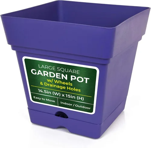 Miniatura 10 de Mintra Home - Maceta grande para jardín con ruedas, maceta de plástico ligera para plantas de interior y exterior, contenedor decorativo para porche