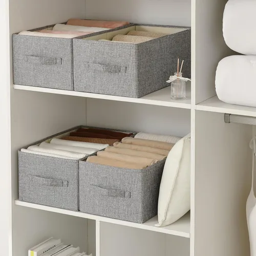 Miniatura 8 de Organizadores y almacenamiento de ropa de lino, cestas de almacenamiento grandes, lavables, organizador de ropa con asa, organizador de suéter
