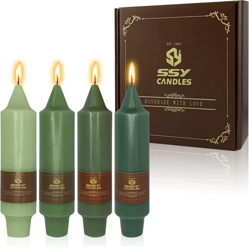 Miniatura 34 de Candelabros cortos de 5 pulgadas con velas cónicas verde oscuro, 4 piezas para cena, hogar, boda, fiesta, decoración