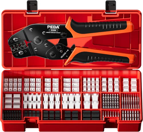 PEBA Herramienta de prensado y kit de conectores Dupont – 21 tipos de conectores Dupont de 0.100 in y pasadores de engarzado, contactos y carcasas