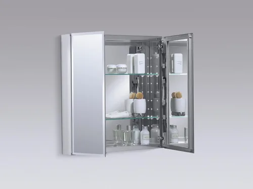 Miniatura 8 de Kohler CB-CLC2526FS Botiquín de baño con espejo, puertas de espejo biseladas, estantes ajustables, borde biselado rectangular, 25 pulgadas de ancho