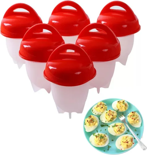 6 piezas de cocina de huevos, tazas de silicona para escalfar, huevos duros, huevos duros, huevos duros, huevos duros, huevos duros, huevos duros,