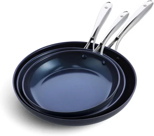 Miniatura 13 de Blue Diamond Cookware - Juego de ollas y sartenes de cerámica anodizada dura, antiadherente, 10 piezas, no tóxico, sin PFAS, apto para lavavajillas