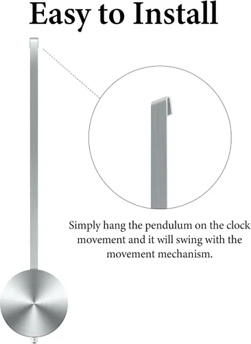 Miniatura 5 de NiHome Reloj de pared de cuarzo Péndulo Reemplazo - Reloj mecánico tradicional de aluminio, péndulo retro de alto brillo (plata)