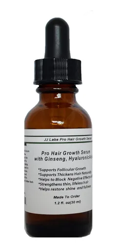 Suero profesional para el crecimiento del cabello con ginseng y ácido hialurónico para hombres y mujeres (1.2 onzas, dispensador cuentagotas)
