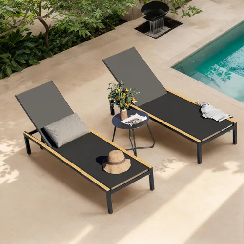 Miniatura 13 de Grand patio Sillón de mimbre para exteriores de 4 posiciones ajustable plegable de aluminio para patio, tumbona con cojín beige