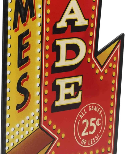 Miniatura 4 de Arcade Games Arrow - Letrero de metal para sala de juegos o cueva de hombre rojo/dorado