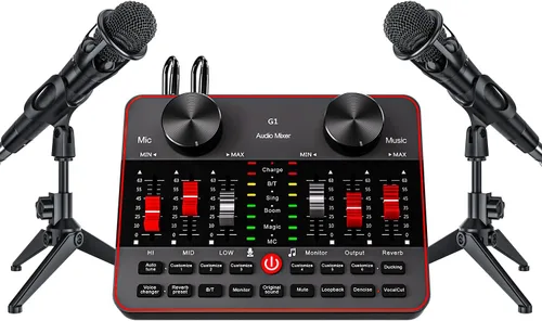 Miniatura 9 de Mezclador de audio, placa de sonido para transmisión en vivo, canto y juegos en PC/teléfono, interfaz de audio para micrófono de 3.5 mm, tarjeta