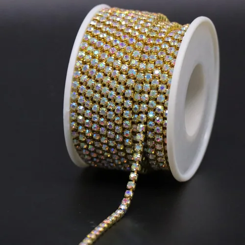 Miniatura 9 de Jerler 9 metros de adornos de diamantes de imitación con cadena cerrada SS6.5/2.0mm, cadena AB para costura, manualidades, ideal para bodas