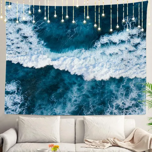 Miniatura 27 de Shrahala Tapiz de pared con paisaje de lago de otoño, bosque amarillo, para colgar en la pared, tapiz grande, decoración de fibra de poliéster