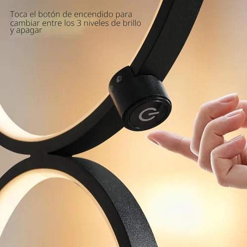 Miniatura 6 de NUÜR Moderna lámpara de pie LED de 5 anillos, lámpara de pie circular artística de 43.3 pulgadas, luz de acento escultural regulable sin escalones