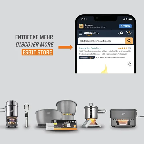 Miniatura 7 de Esbit Estufa de titanio plegable ultraligera de 0.41 oz (0.4 onzas) para uso con tabletas de combustible sólido