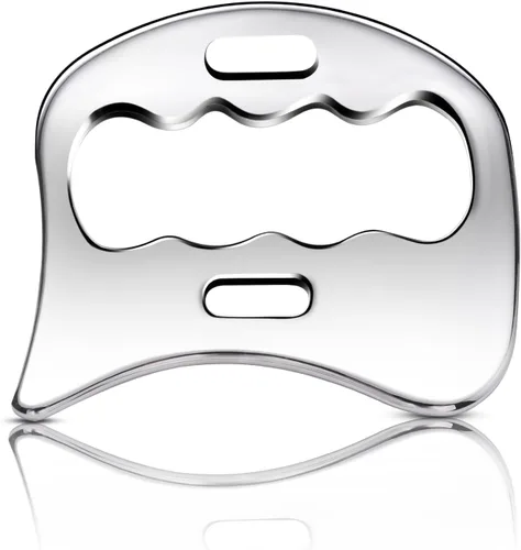 Miniatura 5 de HEALTHANDWEALTH™ Herramienta Gua Sha de acero inoxidable de alta calidad – Gua Sha de metal para cara, cuello y cuerpo – Reduce la hinchazón
