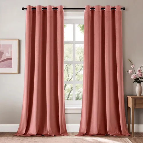 Miniatura 49 de EMEMA Juego de 2 paneles de cortinas de terciopelo de 63 pulgadas, con pestaña trasera y bolsillo para barra, cortinas con aislamiento térmico