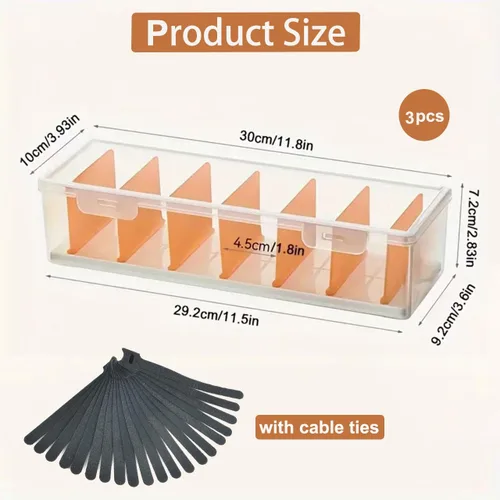 Miniatura 2 de Paquete de 2 cajas organizadoras de cables transparentes con tapa, organizador de almacenamiento de cable de carga de plástico, organizadores