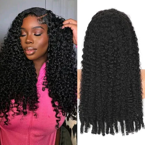 Miniatura 12 de Pelucas de Raya en V Rizadas con Forma de V para Mujeres Negras, Sin Mechas Fuera, Mejora de Raya en U, Sin Pegamento, Peluca Completa con Clip
