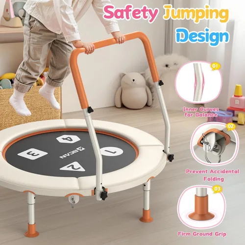 Miniatura 2 de BCAN BT1 36'' Toddler Trampoline, ASTM Certified-Foldable Mini Trampolines for Kids Ages 1-6, Adjustable Handle, Safety Pad & Foldable Legs, Baby